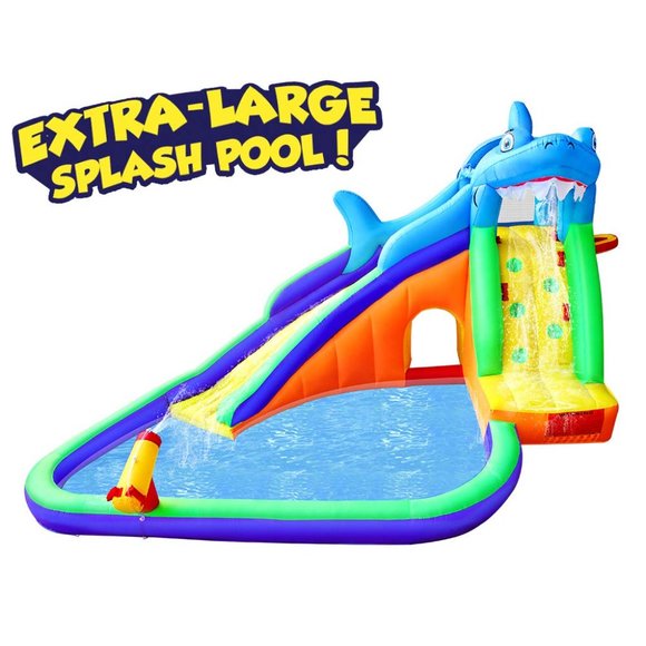 Inflatable Kids Pool Water Shark Slide for Toddler, Bouncy Jumper with Blower - Picture 2 of 7